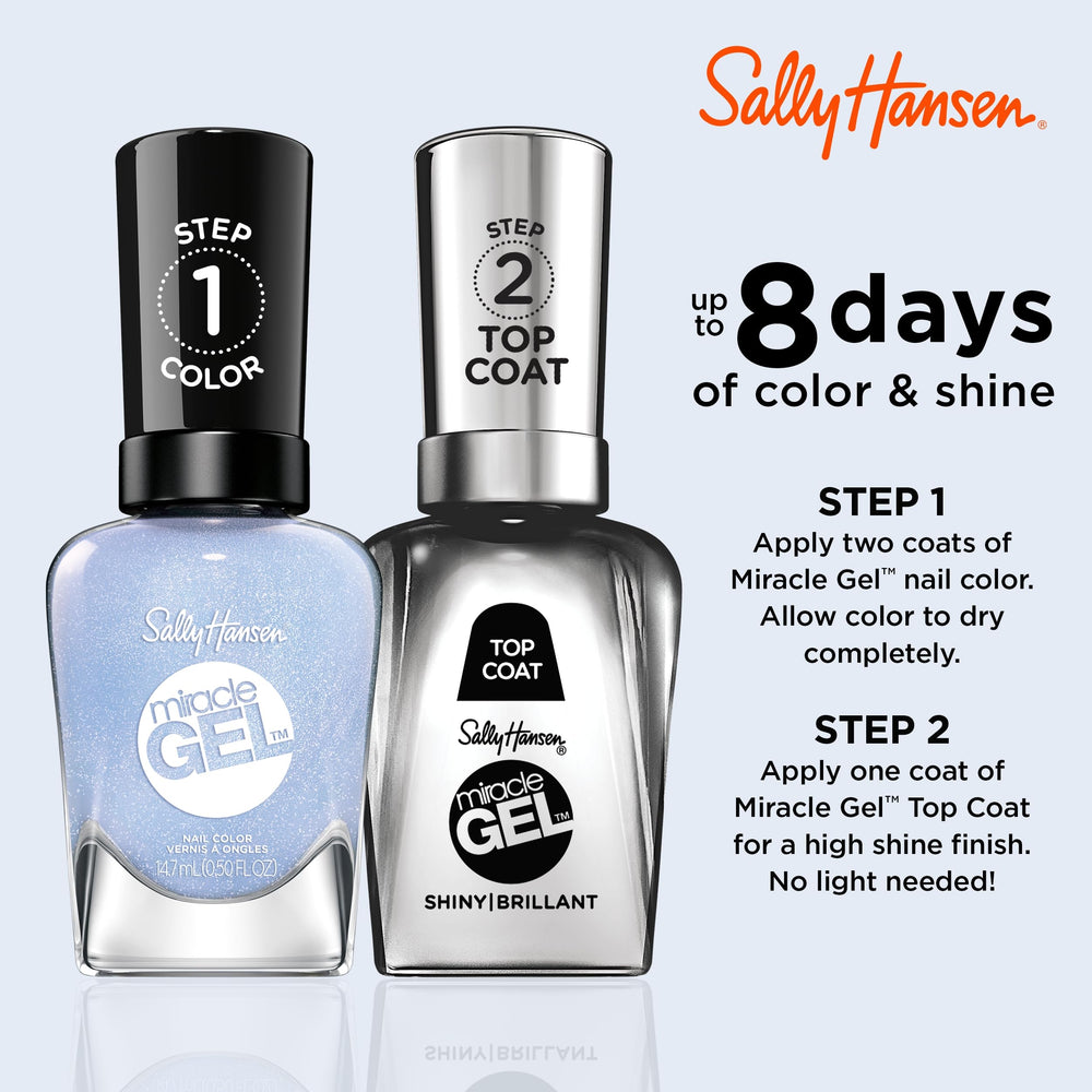 Sally Hansen Miracle Gel two-step system packaging highlights color and top coat