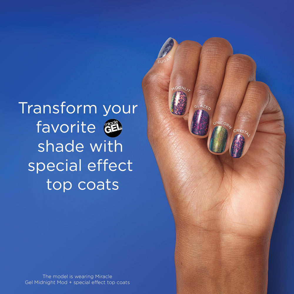 Sally Hansen Miracle Gel Unicorn Top Coat, manicure en casa con textura en tendencia.