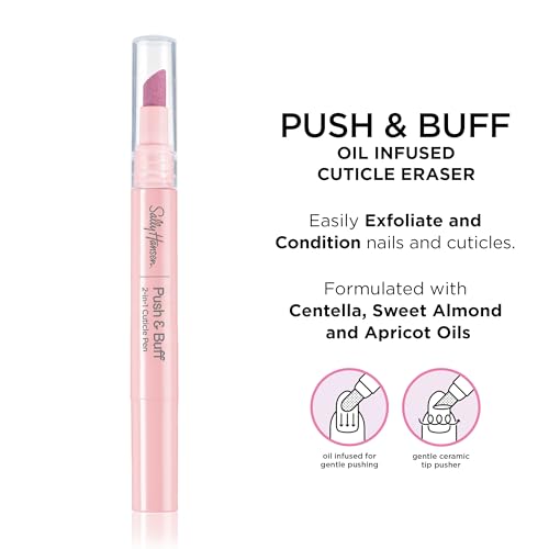 Sally Hansen Push y Buff aceites centella y almendra para cutículas