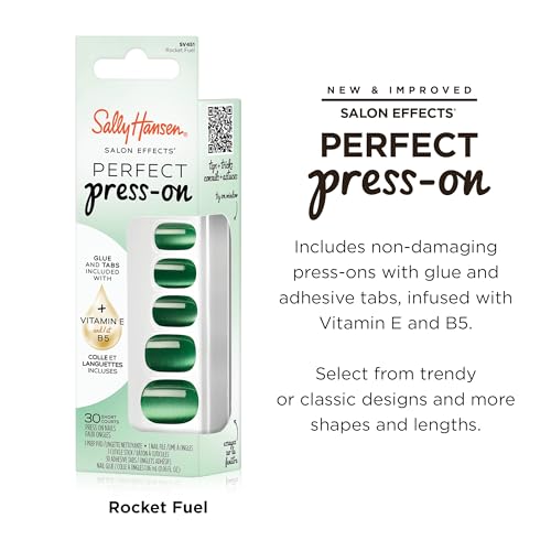 Sally Hansen Salon Effects nourishing glue with vitamins E and B5 for secure wear.