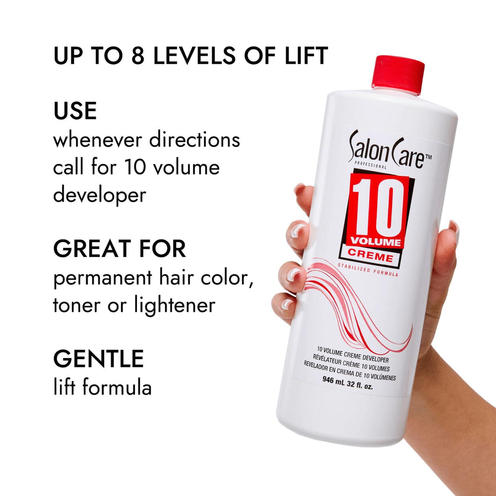 Salon Care 10 Volume Creme Developer pour-spout enables controlled application