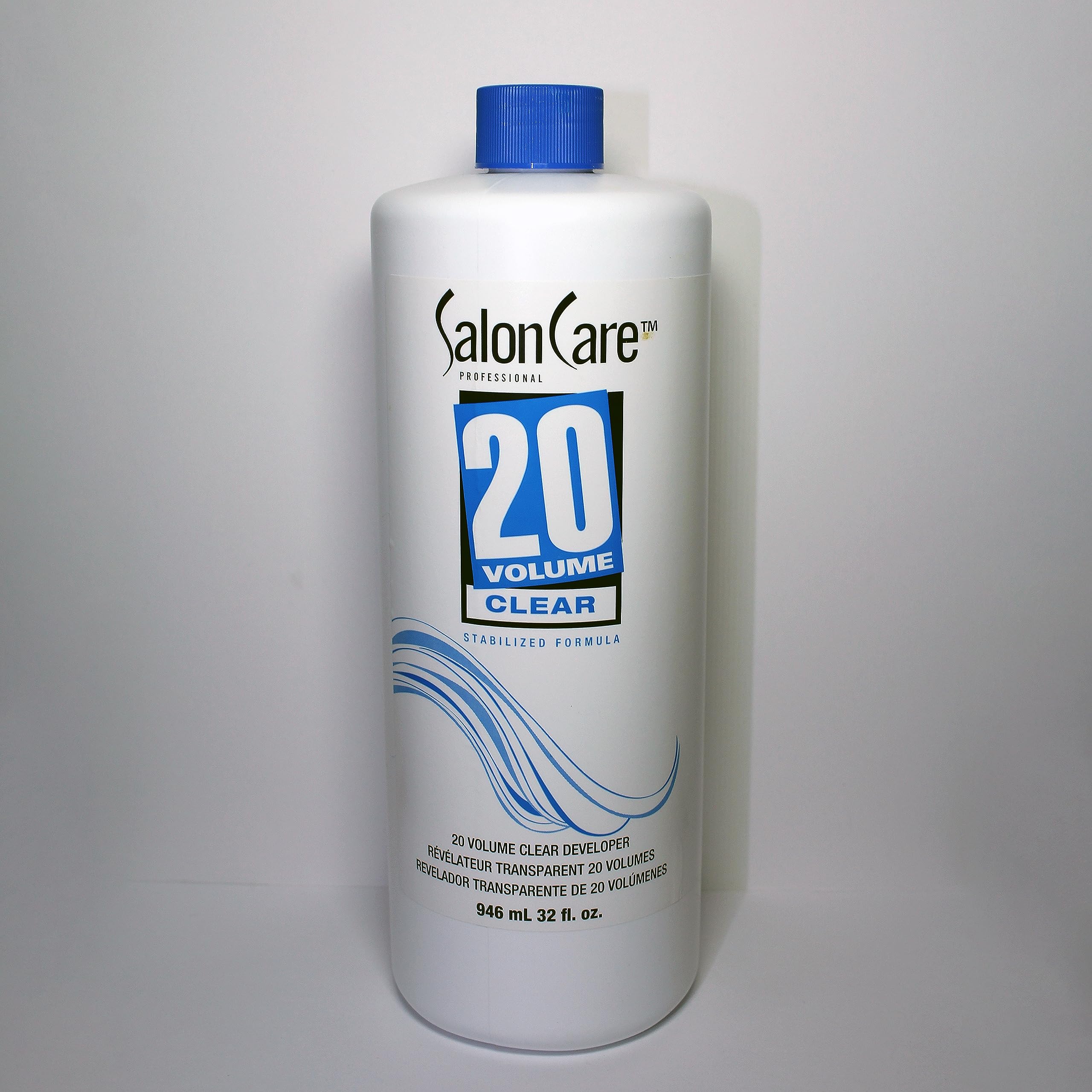 Detail of Salon Care 20 Volume Clear Developer label showing stabilized formula.