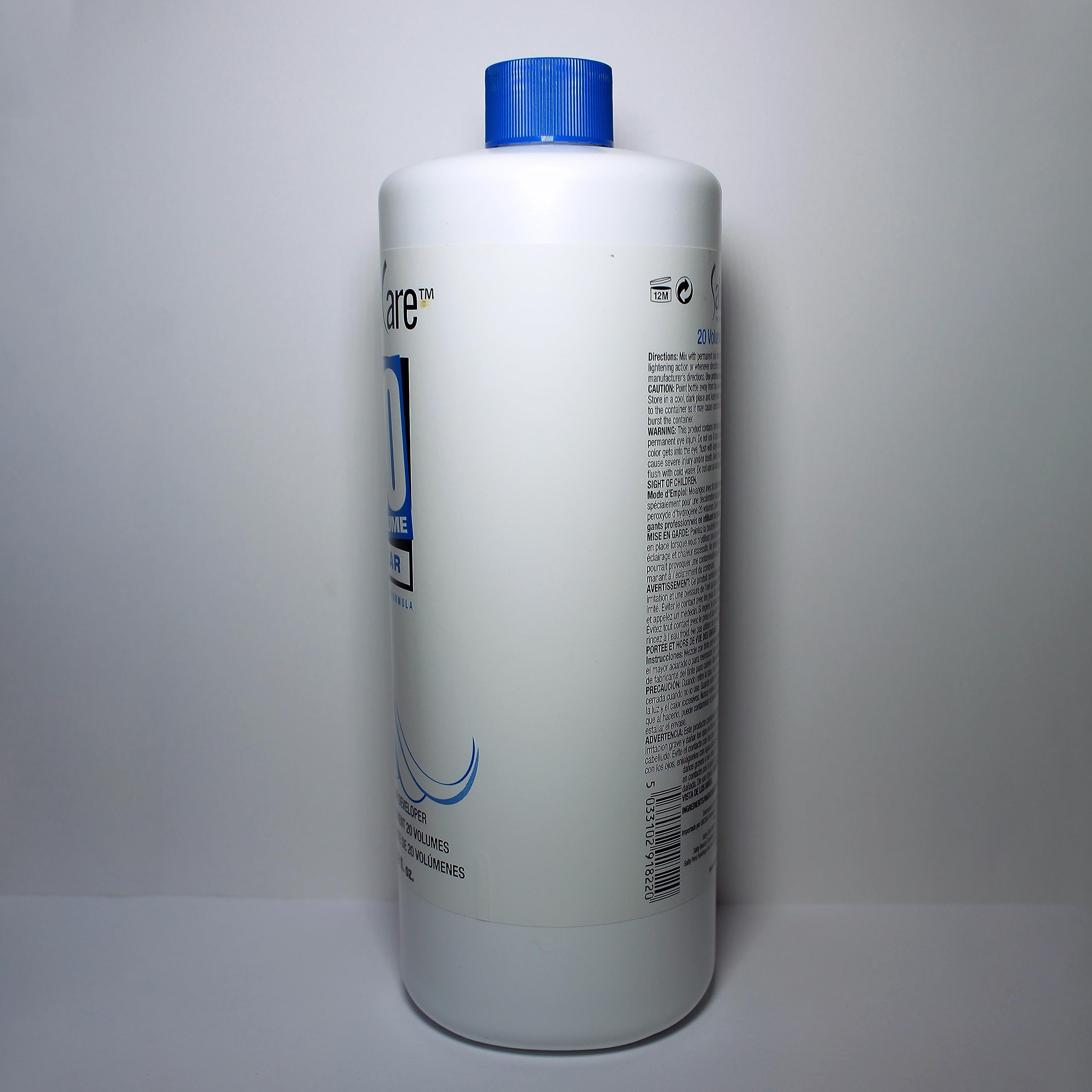 Product shot of Salon Care 20 Volume Clear Developer emphasizing gray coverage.