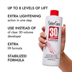 Salon Care 30 Volume Creme Developer cream mix illustrating creamy consistency