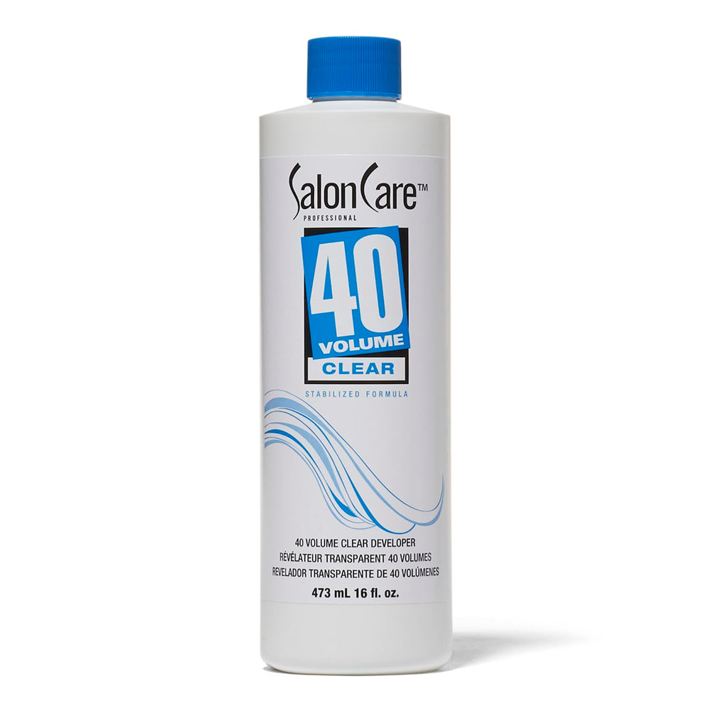 Salon Care 40 Volume Clear Developer bottle ready for maximum lift in a pro setting.