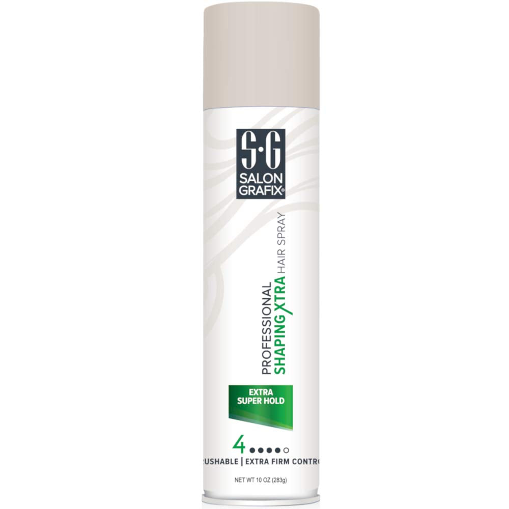 Salon Grafix aplicación de spray en la mano para peinado flexible.