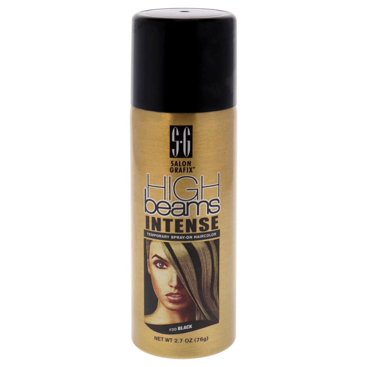 Salon Grafix High Beams Intense spray negro para color temporal del cabello; cobertura rápida de canas.