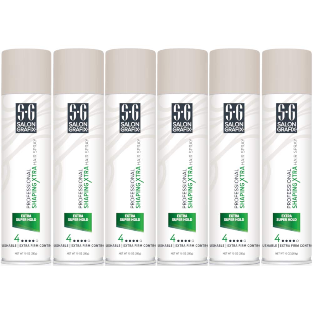 Salon Grafix Profession Shaping Hairspray bottle showing extra-super hold for all-day styles