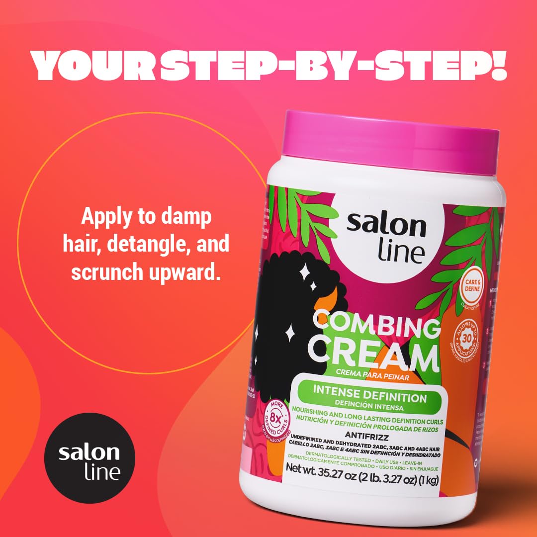 Salon Line Crema Definición Rizos Desenredado Fácil con peine amplio.
