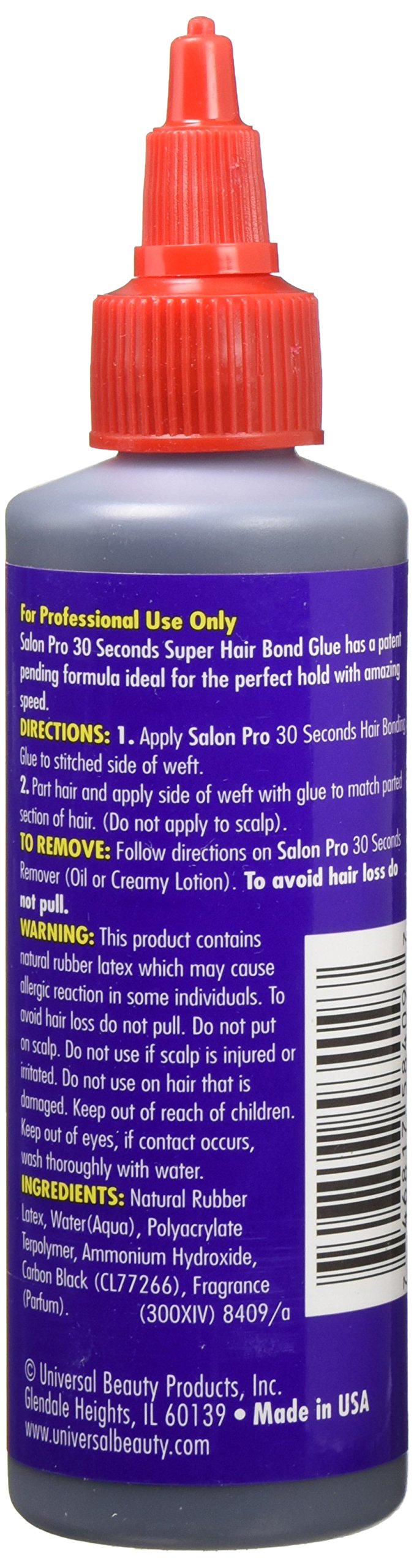 Salon Pro 30 Second Bonding Glue packaging highlights quick-drying adhesive for secure wear
