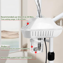 Salon Señor standing facial steamer shown at its adjustable height for versatile home spa.