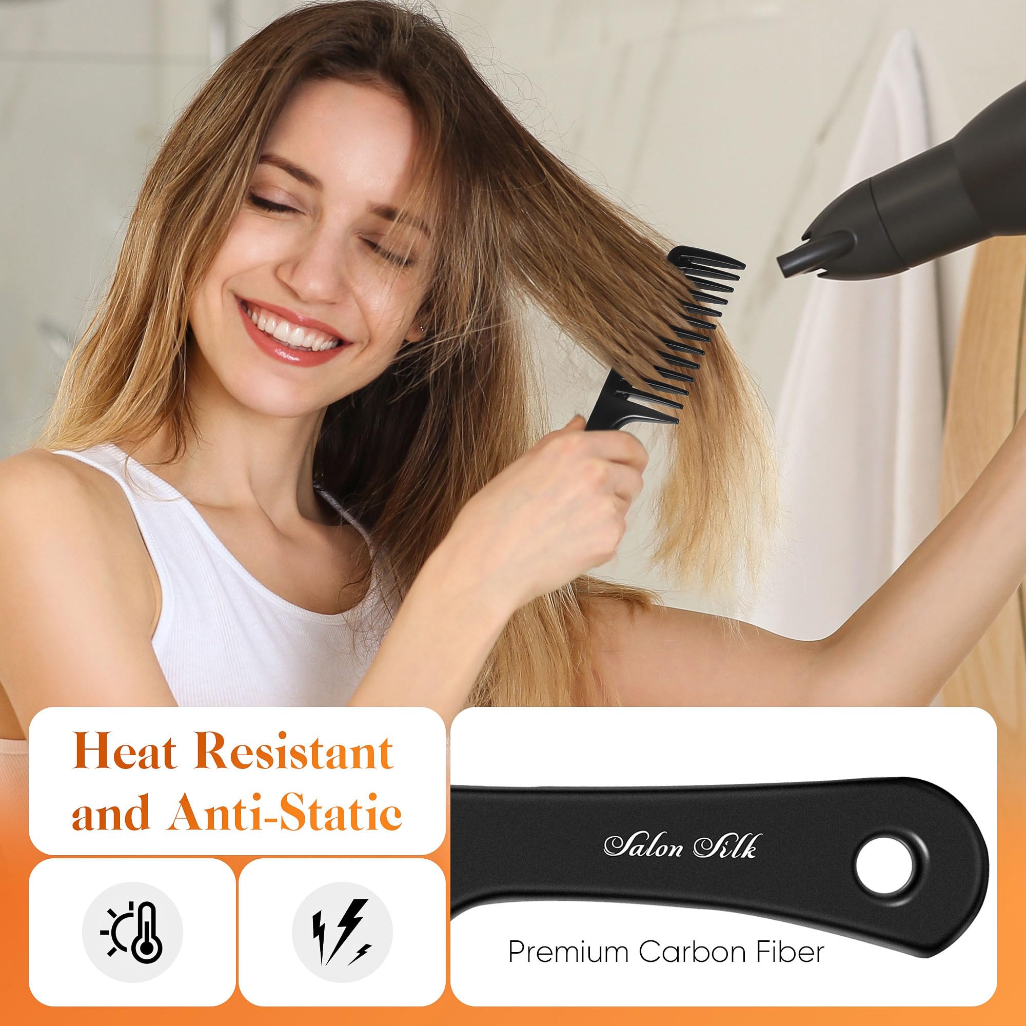 Salon Silk medium-tooth comb versatile for various hair types.