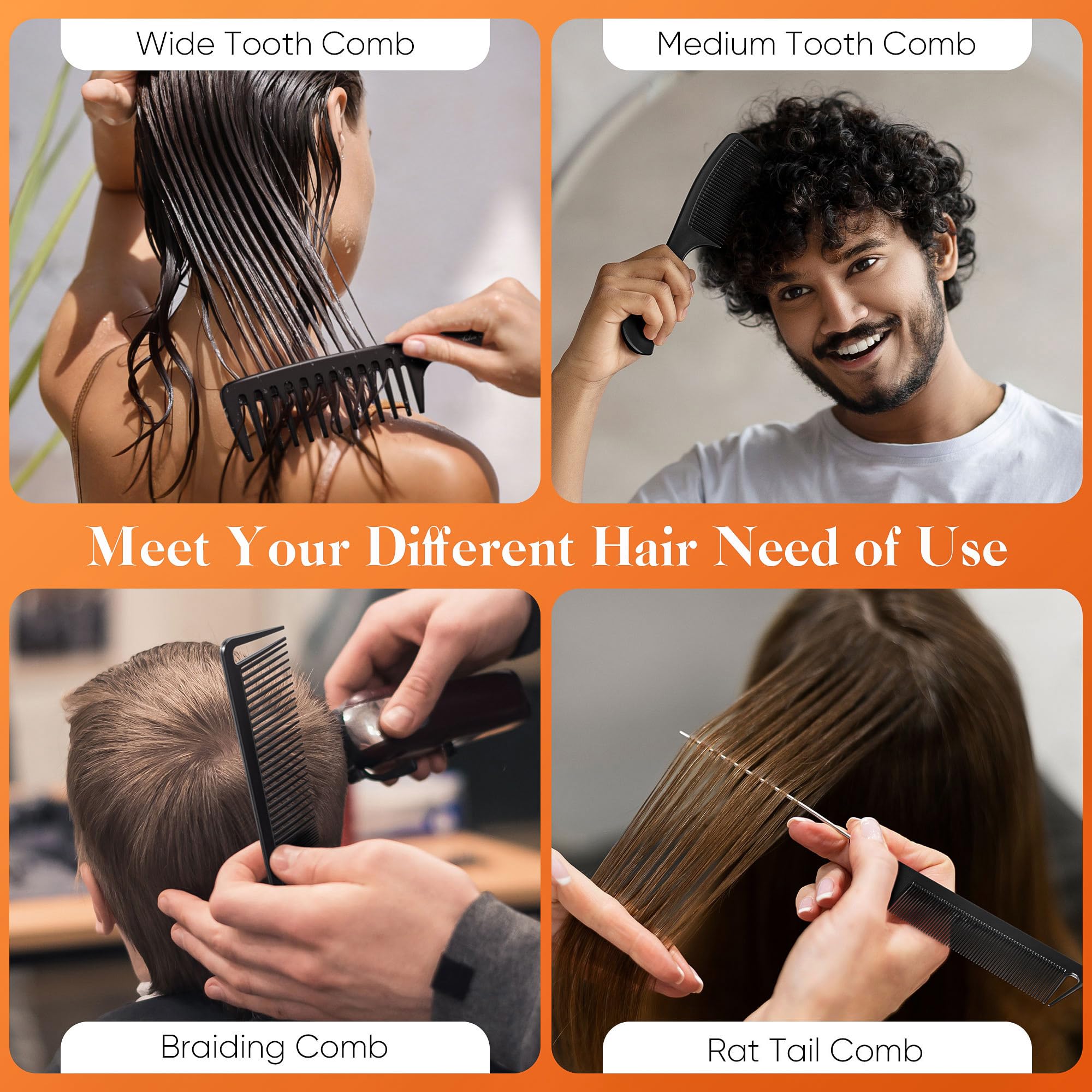 Salon Silk rat-tail fine-tooth comb for precise parting and styling.