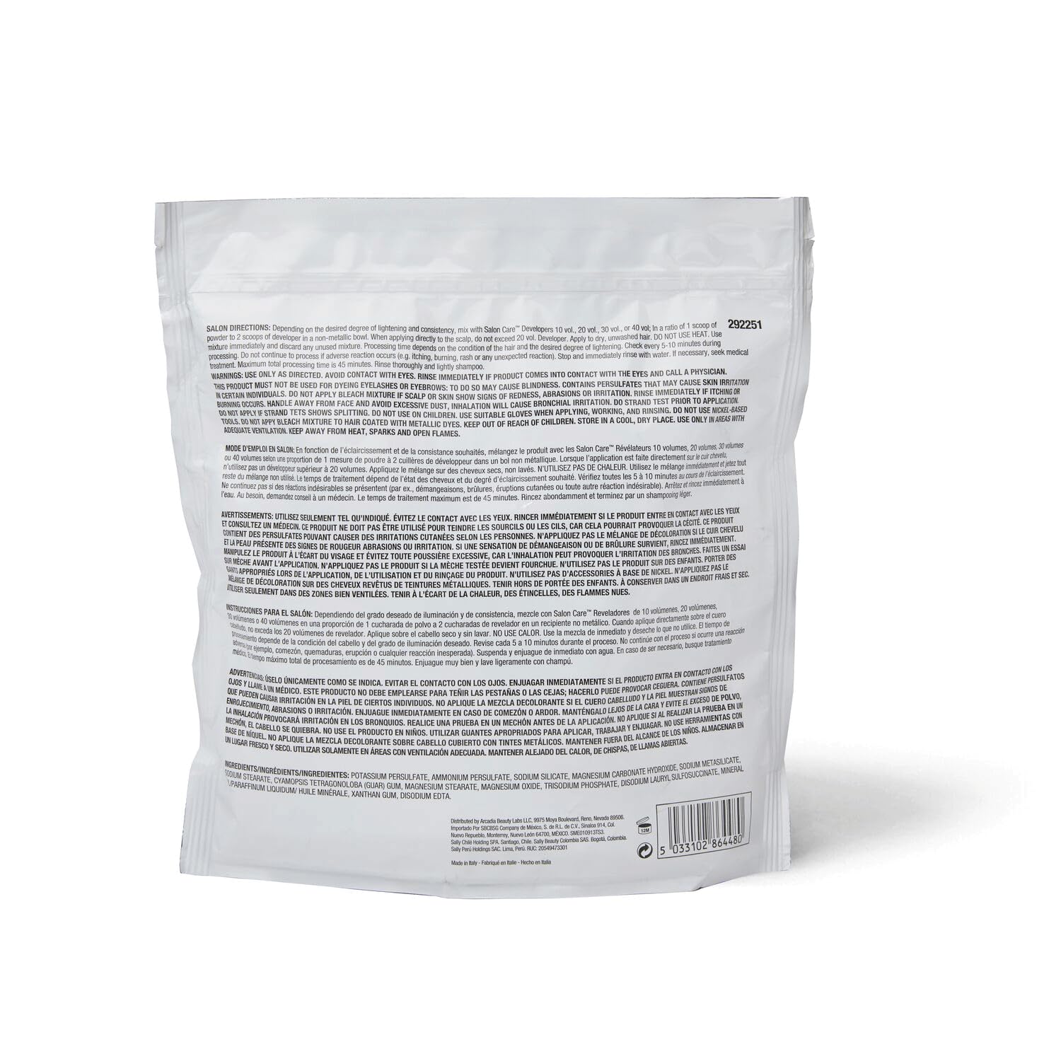 Salon Care Quick White Powder Lightener mixing with developer creates a creamy, easy-to-apply texture