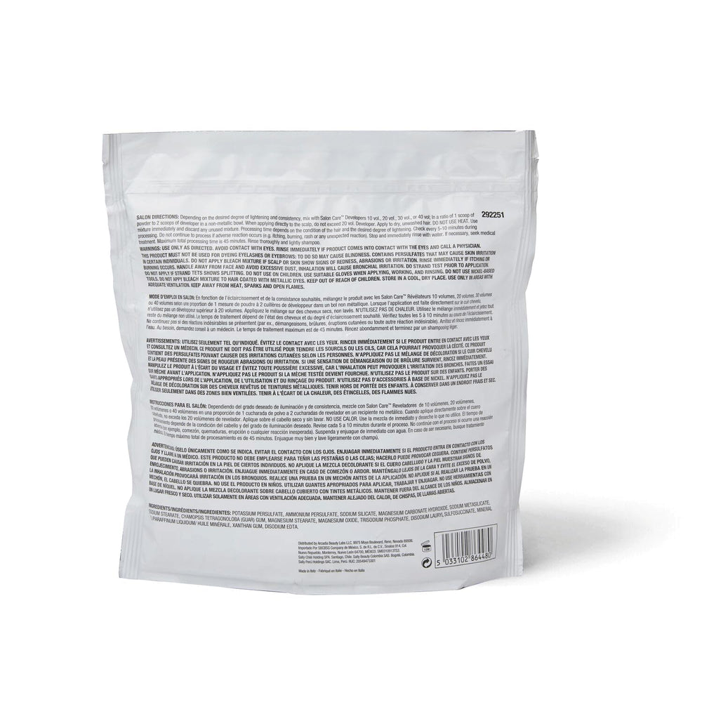 Salon Care Quick White Powder Lightener mixing with developer creates a creamy, easy-to-apply texture