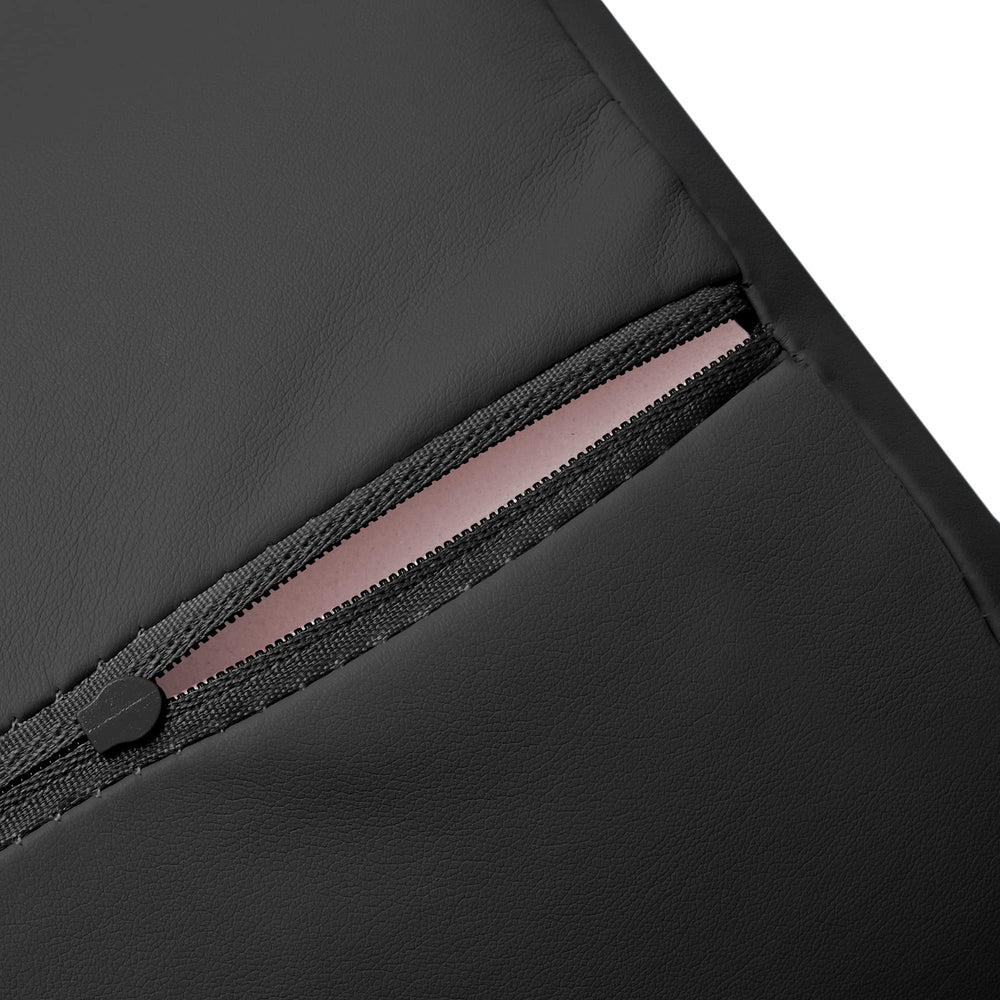 Saloniture fabric close-up reveals oil- and stain-resistant vegan leather surface