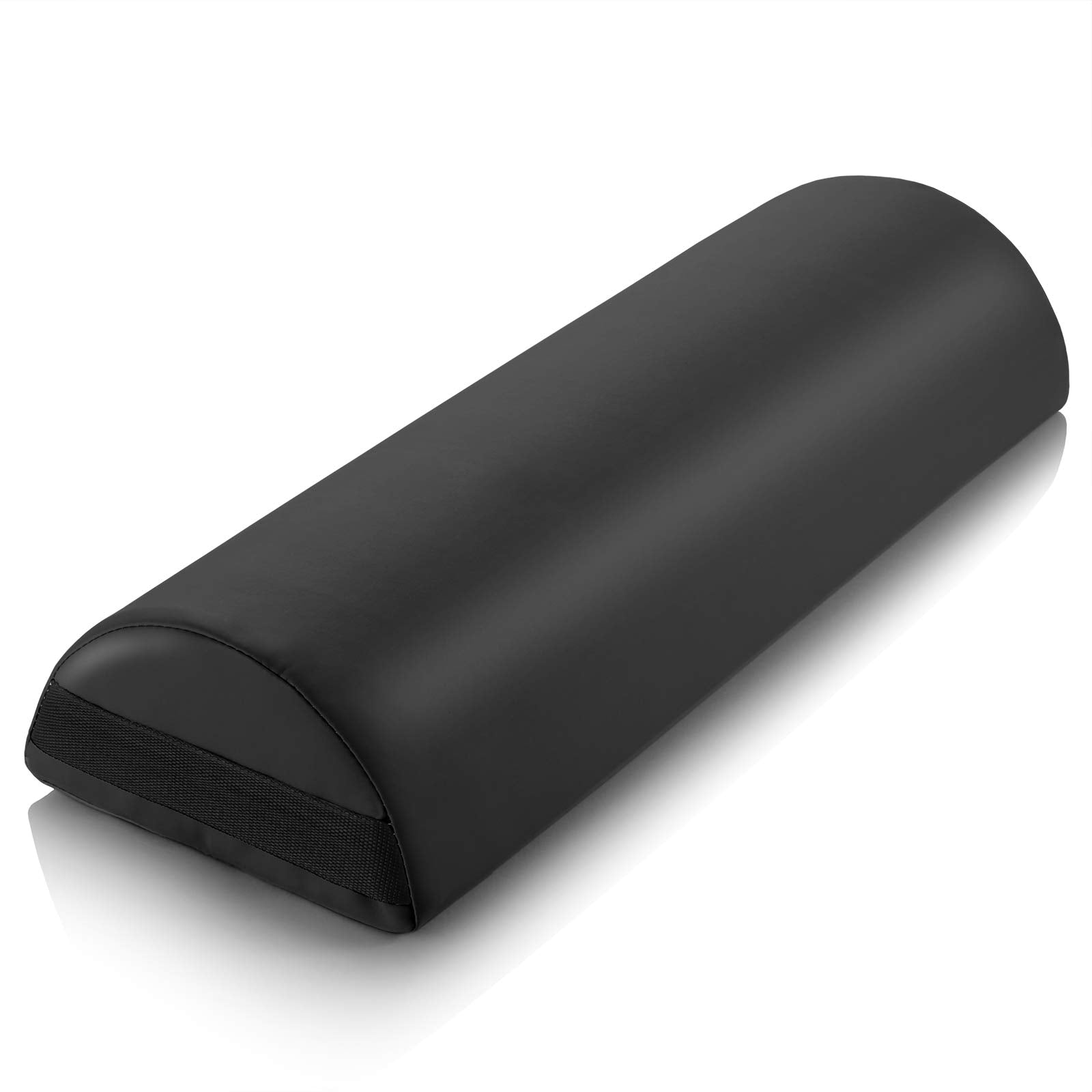 Saloniture Jumbo Half Round Bolster under-knee pillow resting under knees for improved client comfort.