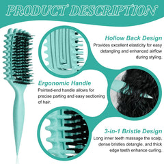 Ergonomic SALONKEY brush helps define curls for a smooth, long-lasting finish.