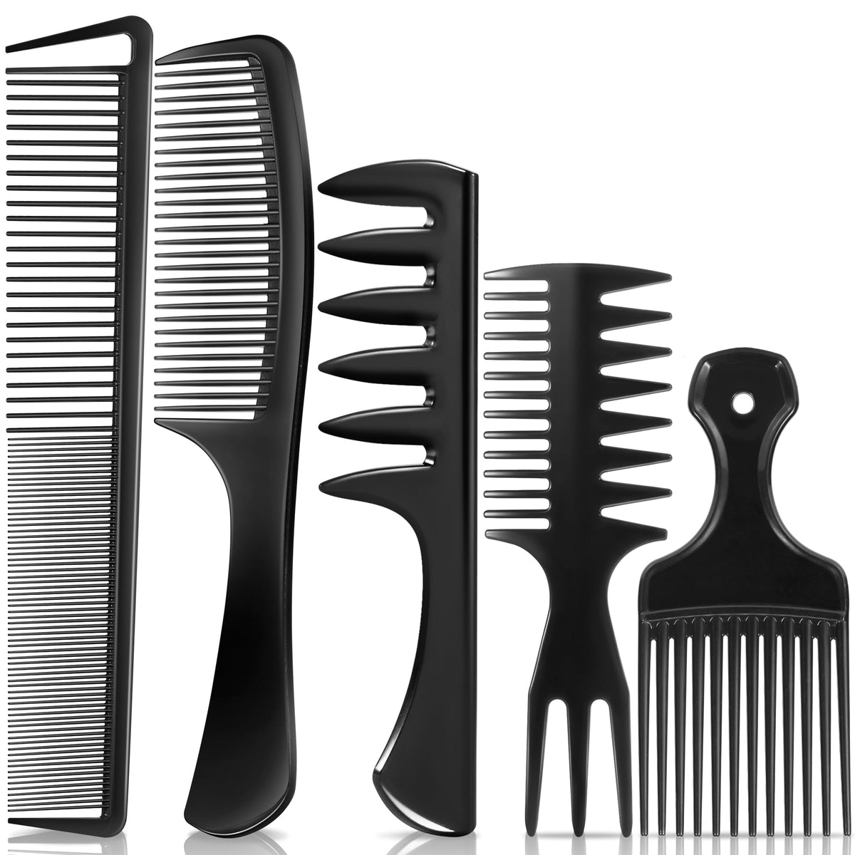 SALON SILK 5Pcs Combs for Men full set detangles thick curls effectively.