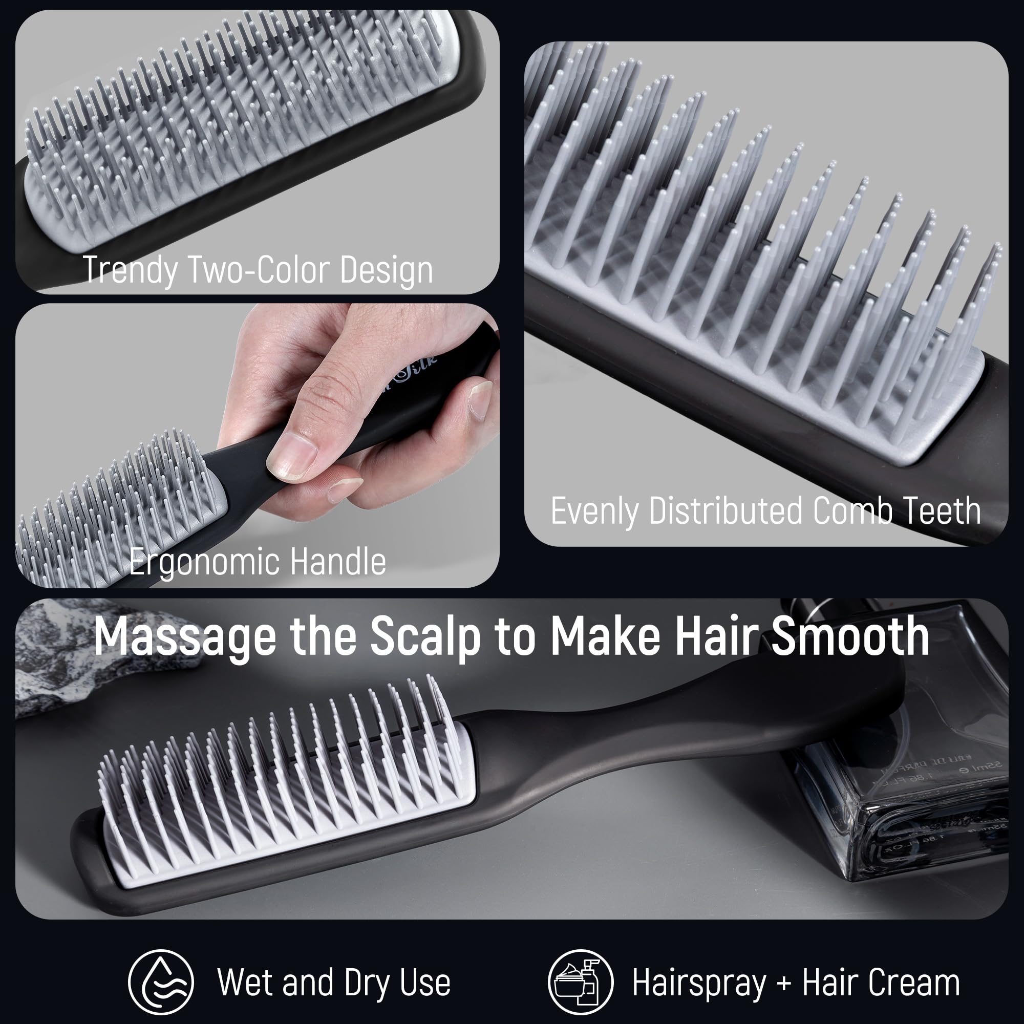 SALON SILK gel hair brush for even product application and easy rinsing.