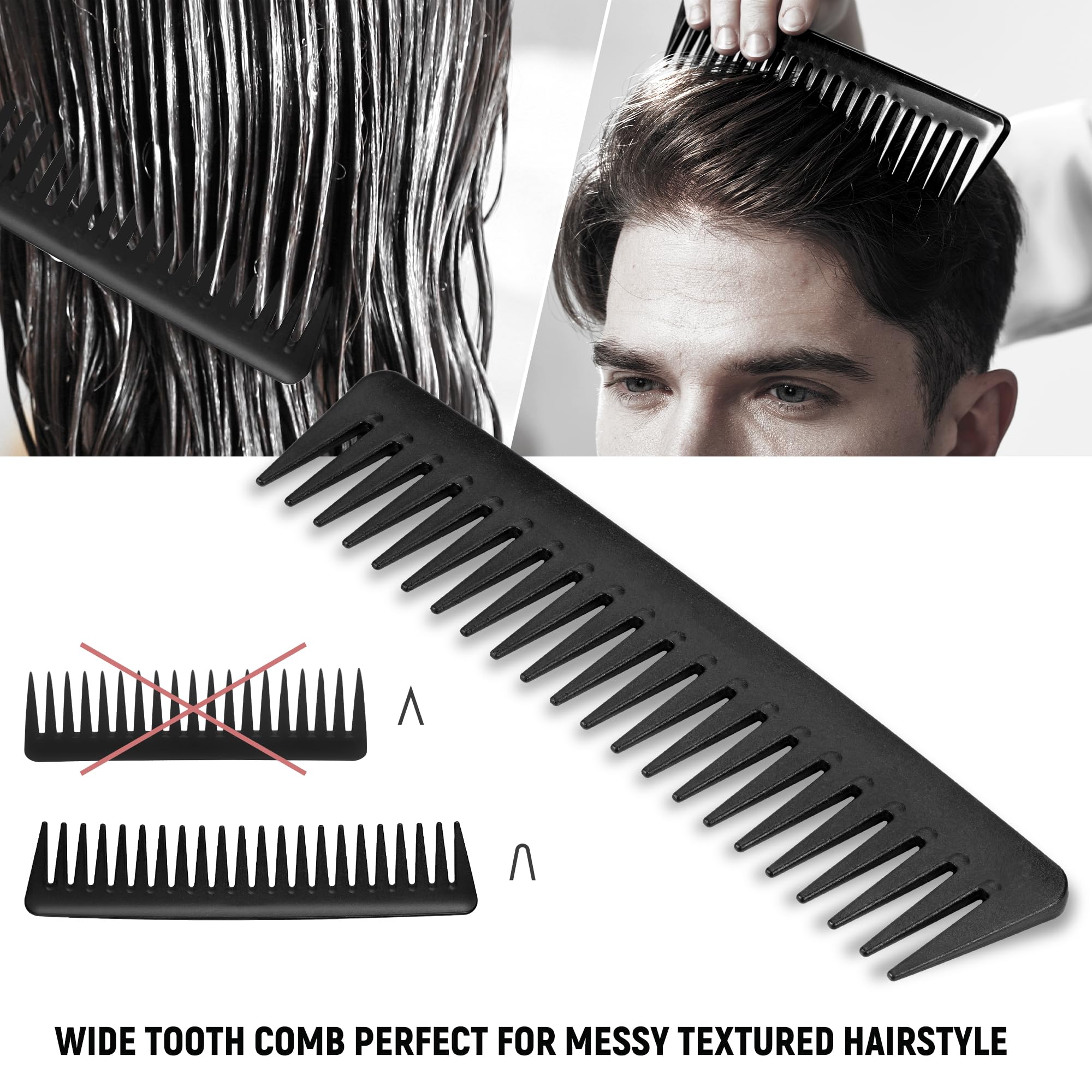 SALON SILK wide-tooth comb glides through wet or dry hair.