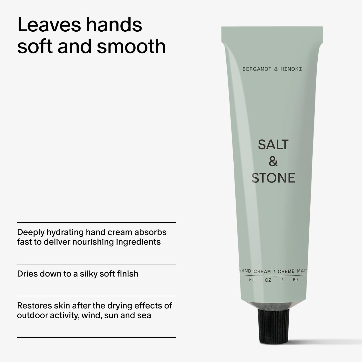 Salt & Stone Bergamot Hinoki packaging highlights premium scent