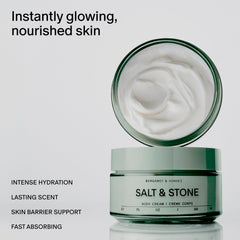 Salt & Stone Body Cream rich-texture-closeup highlights creamy texture and quick absorption