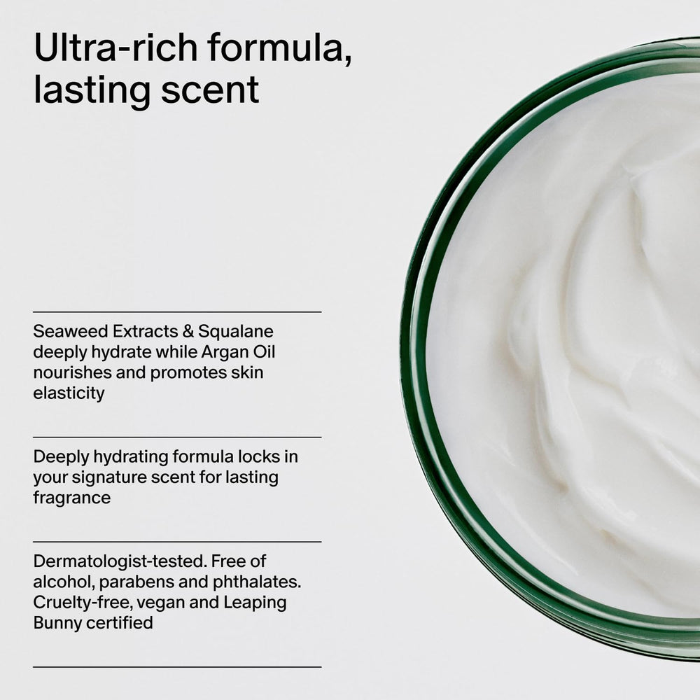 Salt & Stone Body Cream seaweed-extract illustration suggests a moisture-boosting routine