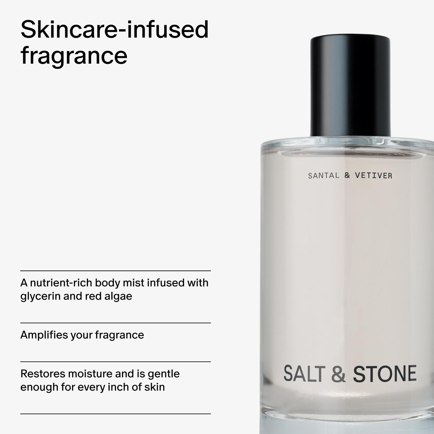 Salt & Stone Body Mist applied on skin for daily refreshment and scent.