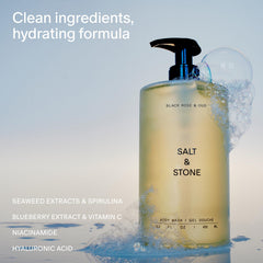 Close-up of a rich, creamy lather from Salt & Stone body wash