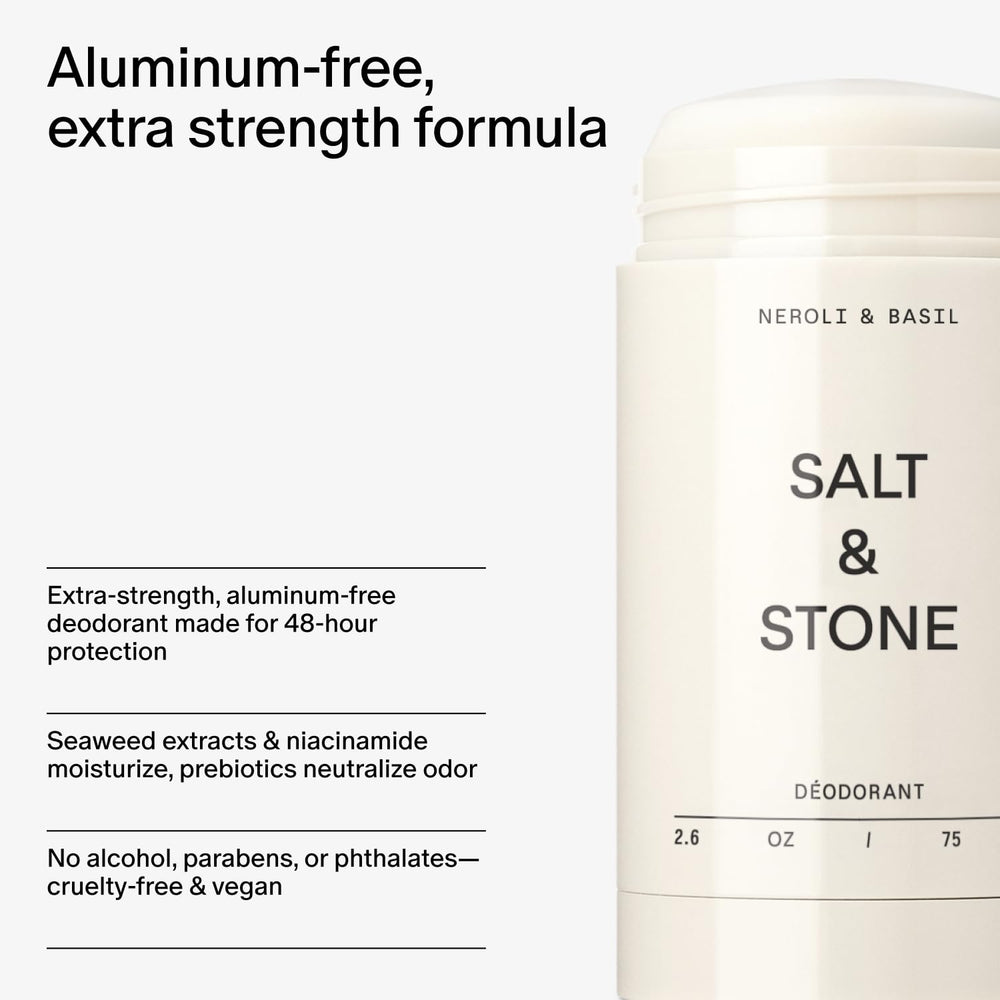 Salt & Stone deodorant apply swatch shows non-staining, quick-drying daily use.