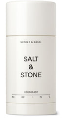 Salt & Stone deodorant Neroli Basil label close-up showing natural formula.
