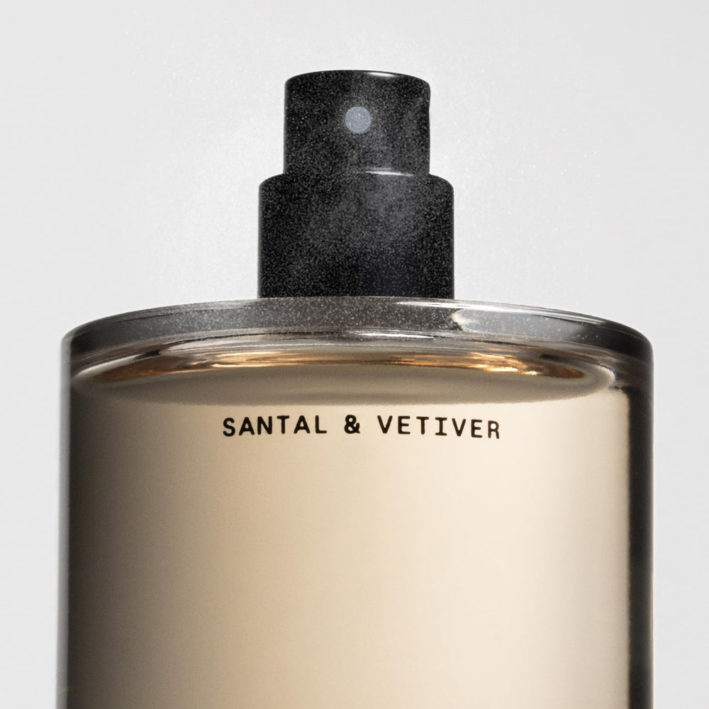 Salt & Stone forest-wood backdrop evokes warm scent profile.