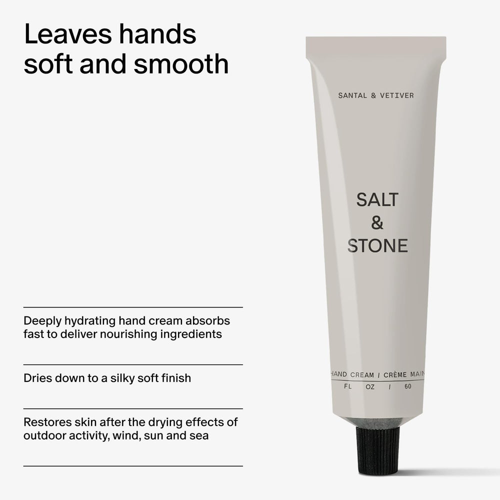 Salt & Stone Santal Vetiver packaging box and tube
