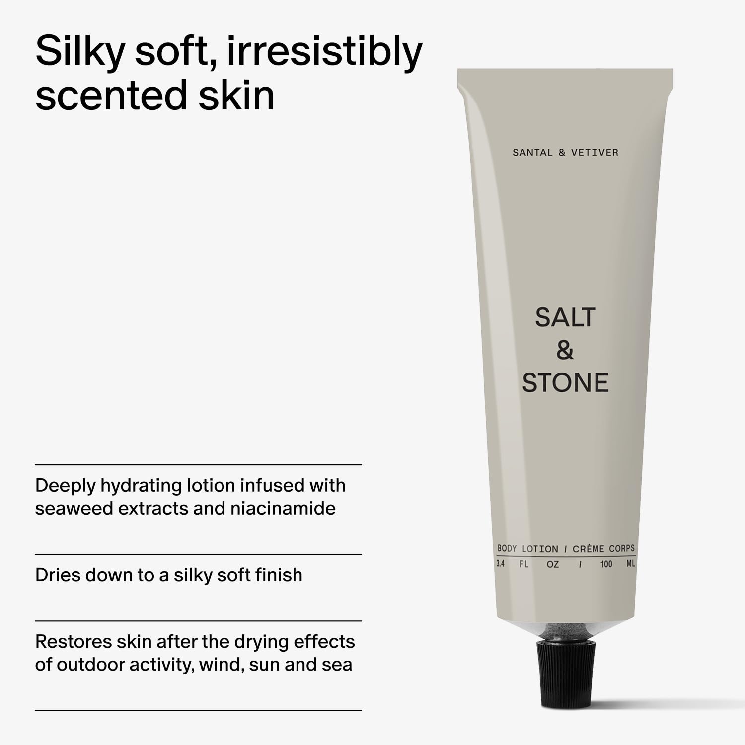 Salt & Stone ingredients close-up with seaweed and niacinamide for barrier support.