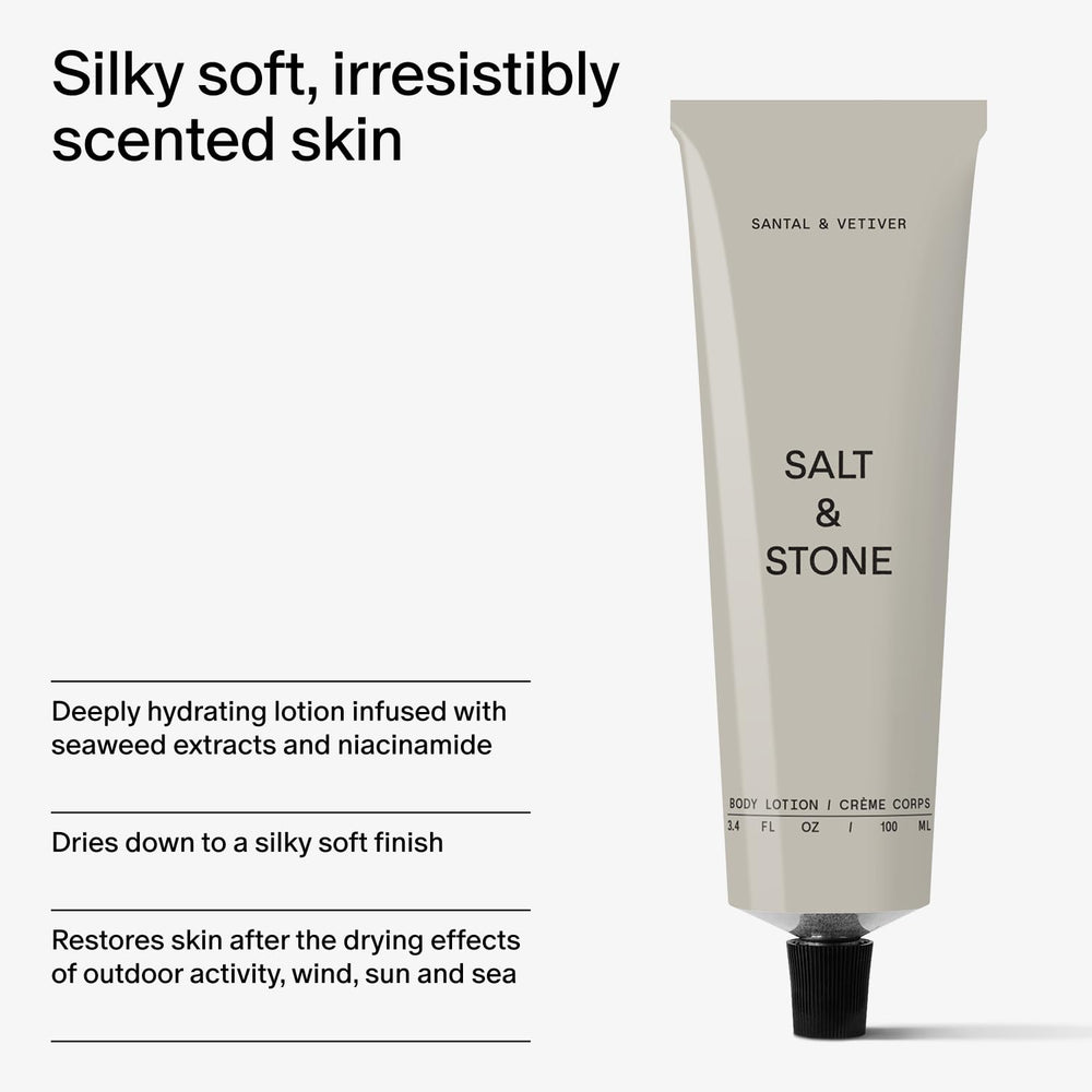 Salt & Stone ingredients close-up with seaweed and niacinamide for barrier support.