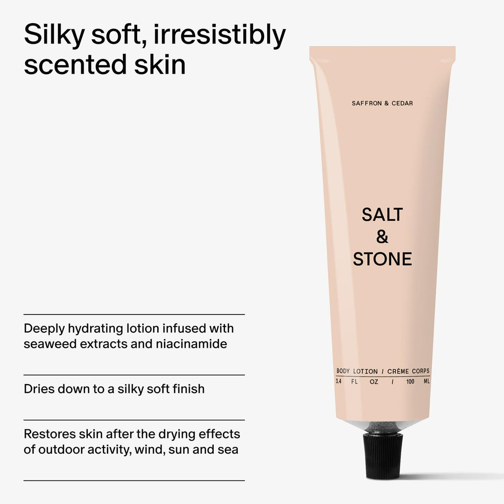 Fragrance evokes coastal saffron-cedar notes for a unisex scent.