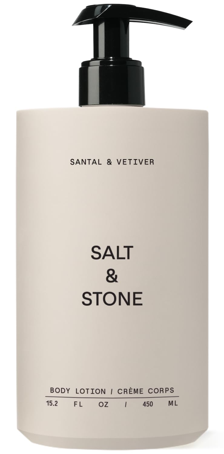 Salt & Stone body lotion bottle with Santal & Vetiver scent for everyday hydration