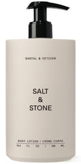 Salt & Stone body lotion bottle with Santal & Vetiver scent for everyday hydration