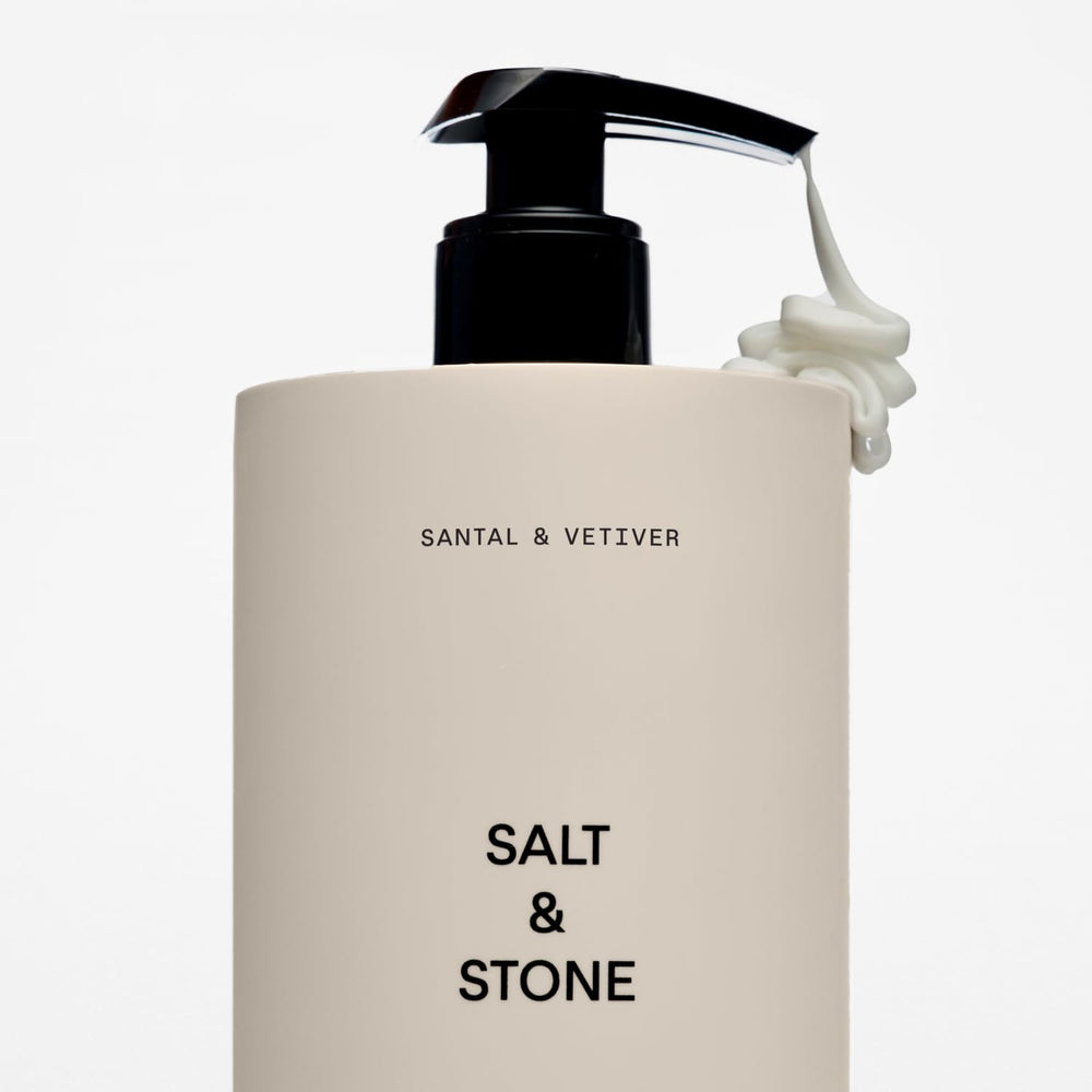Vegan and cruelty-free certification icon on Salt & Stone packaging