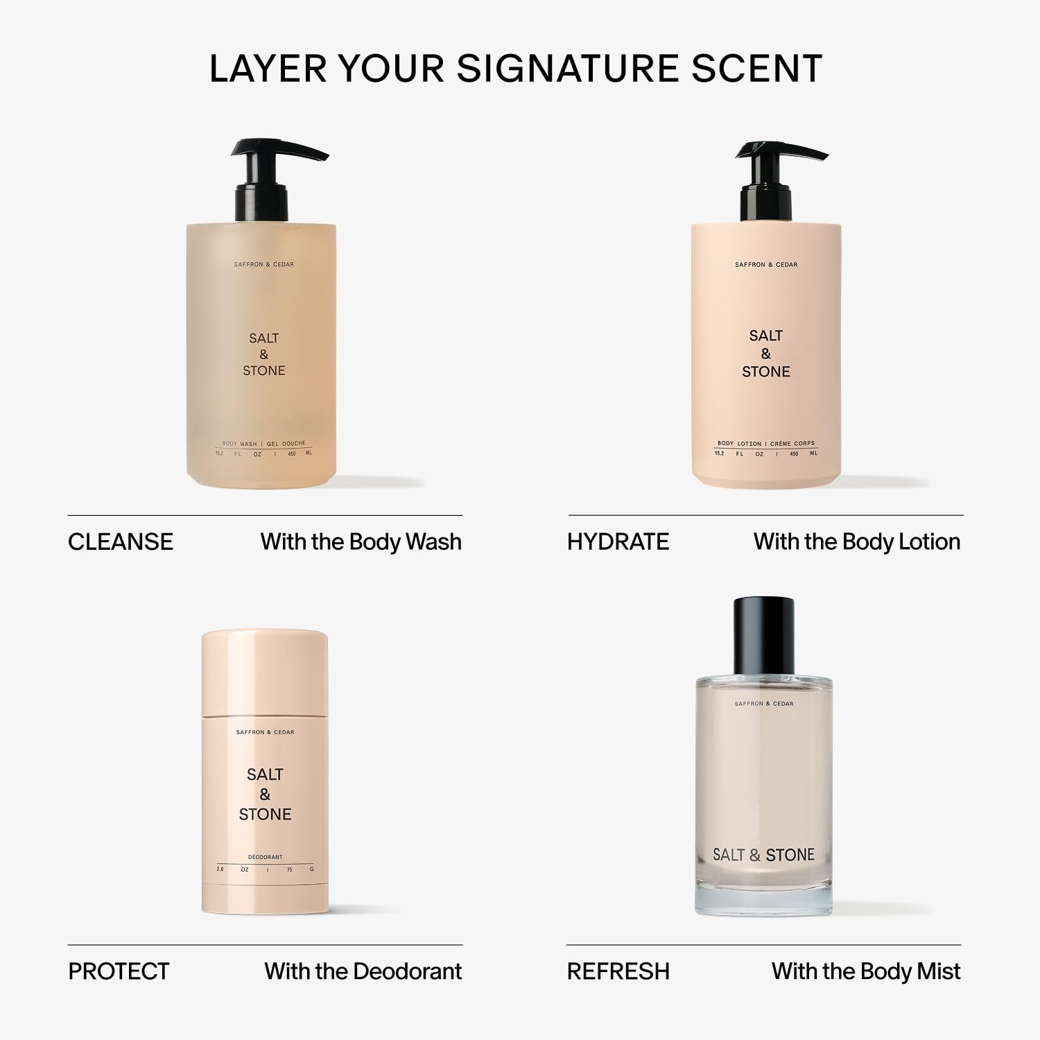 Salt & Stone Body Wash refill packaging emphasizing sustainable routine