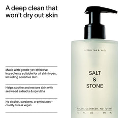 Salt & Stone creamy texture supports gentle cleansing for sensitive skin.