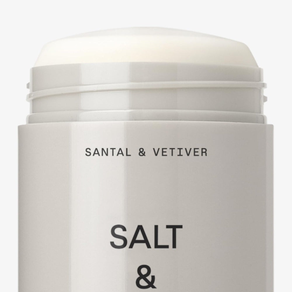 Salt & Stone desodorante sin aluminio, prebióticos para neutralizar olores naturalmente.
