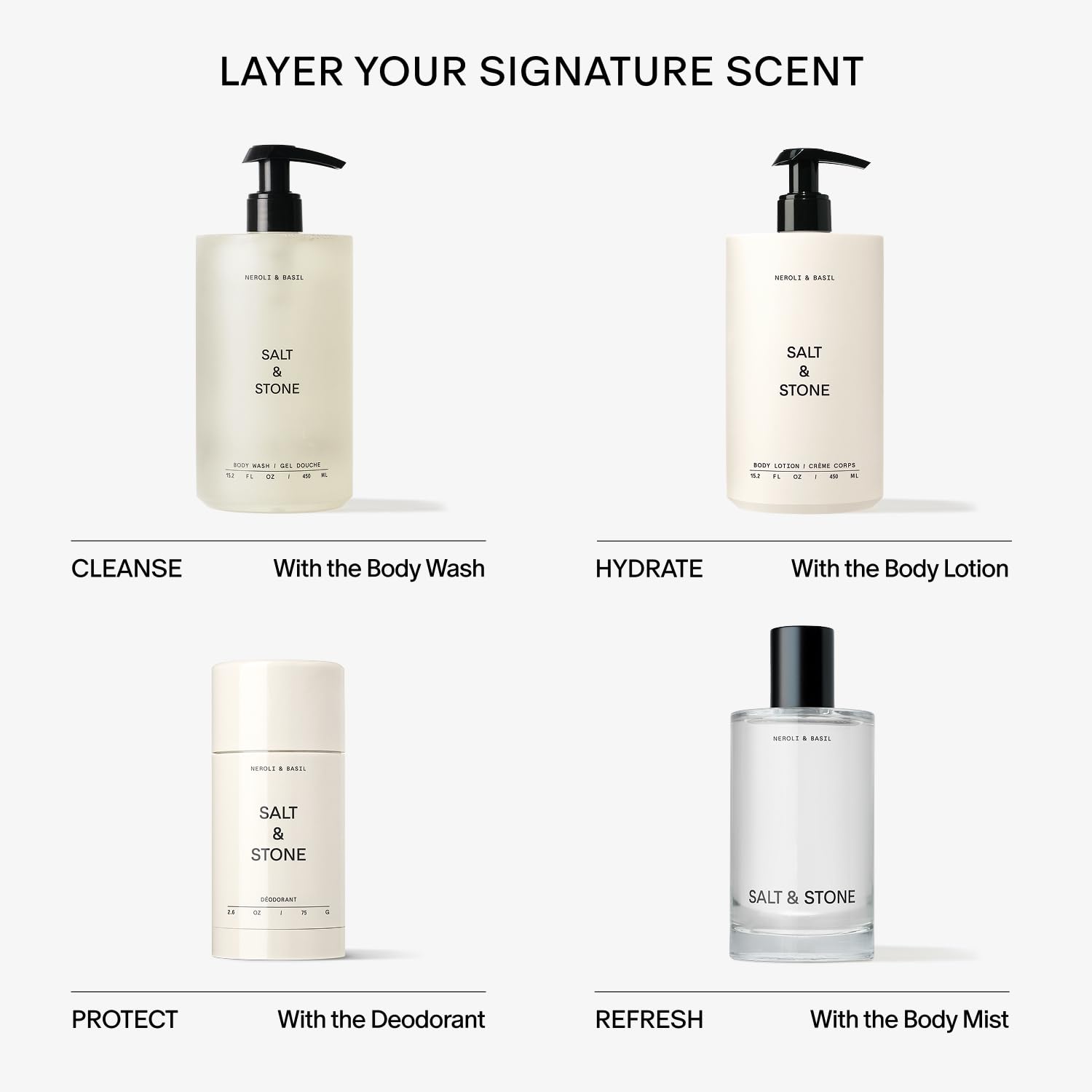 Salt & Stone Neroli Basil after-cleanse glow for soft skin.
