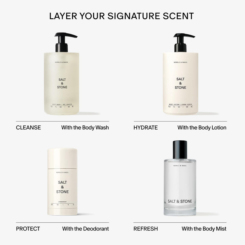 Salt & Stone Neroli Basil after-cleanse glow for soft skin.
