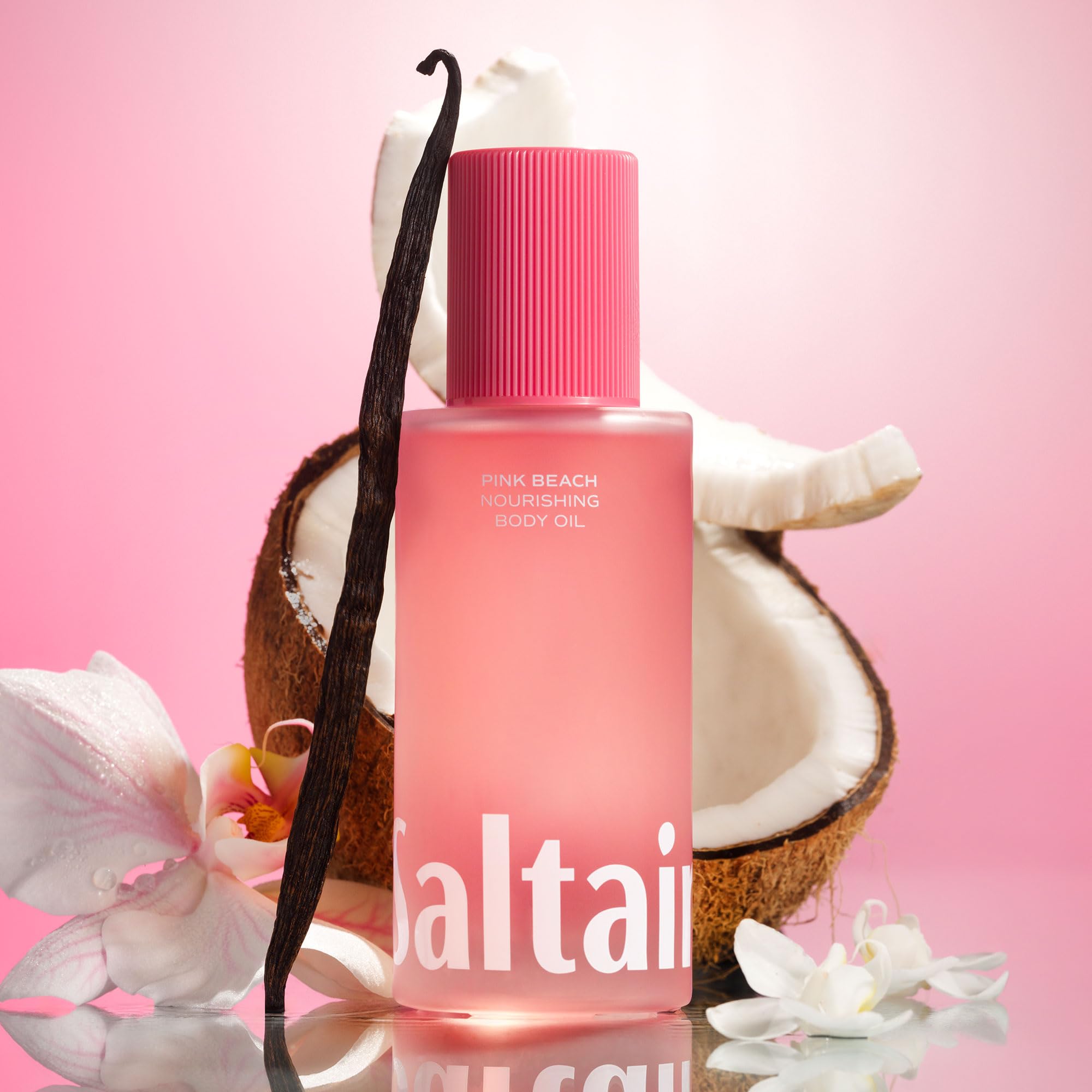 Saltair Aceite Corporal, textura ligera, se absorbe sin grasa.