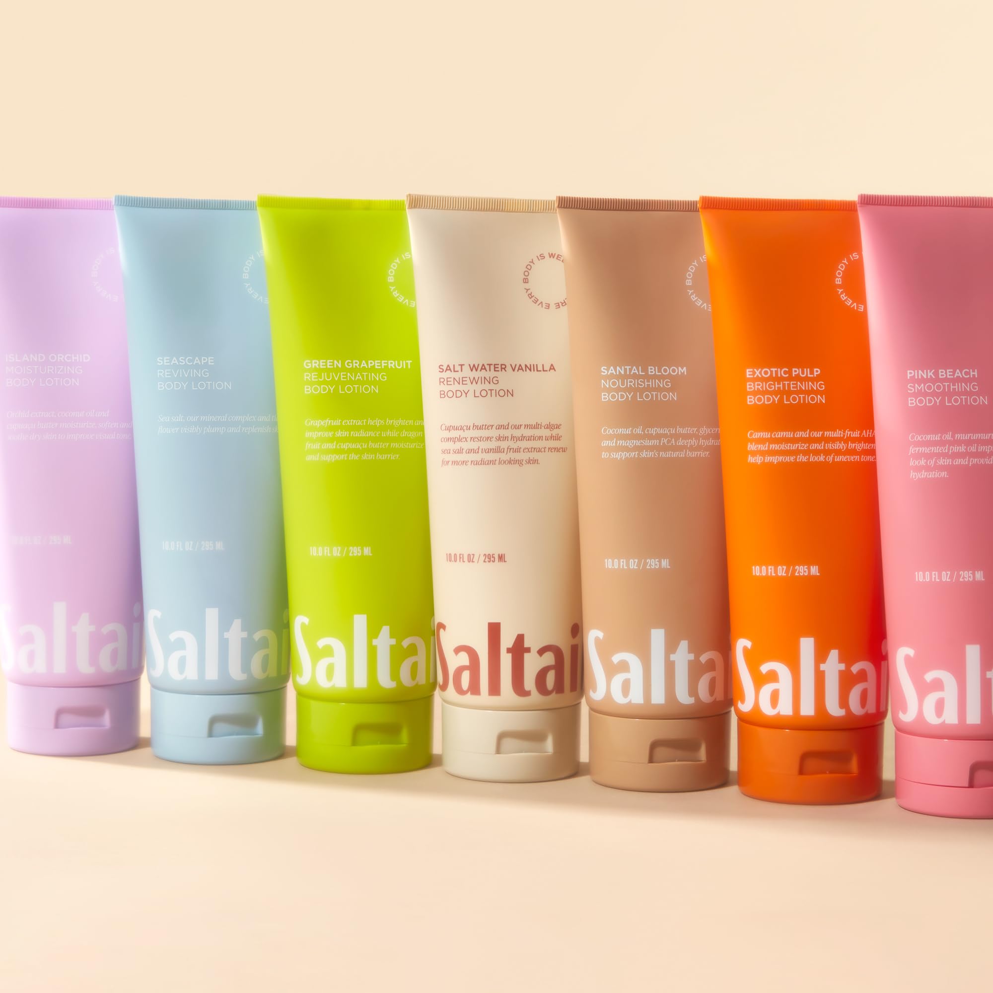 Hands applying Saltair Santal Bloom lotion for smooth, non-greasy feel.
