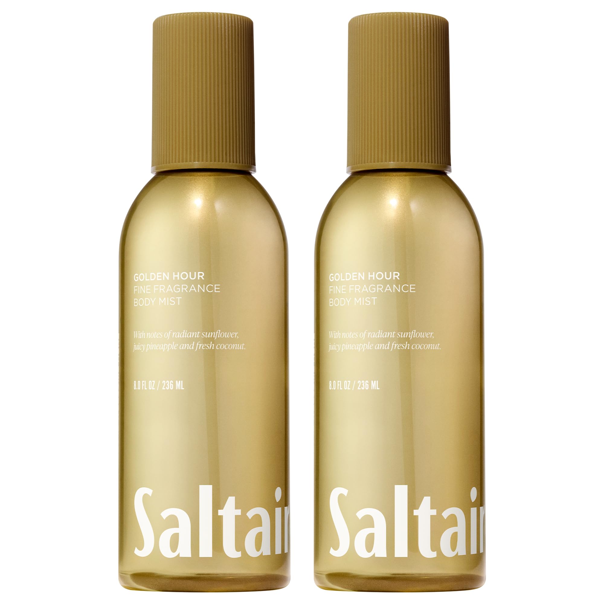 Saltair Body Mist bottle pour shows Golden Hour notes for a tropical mood.
