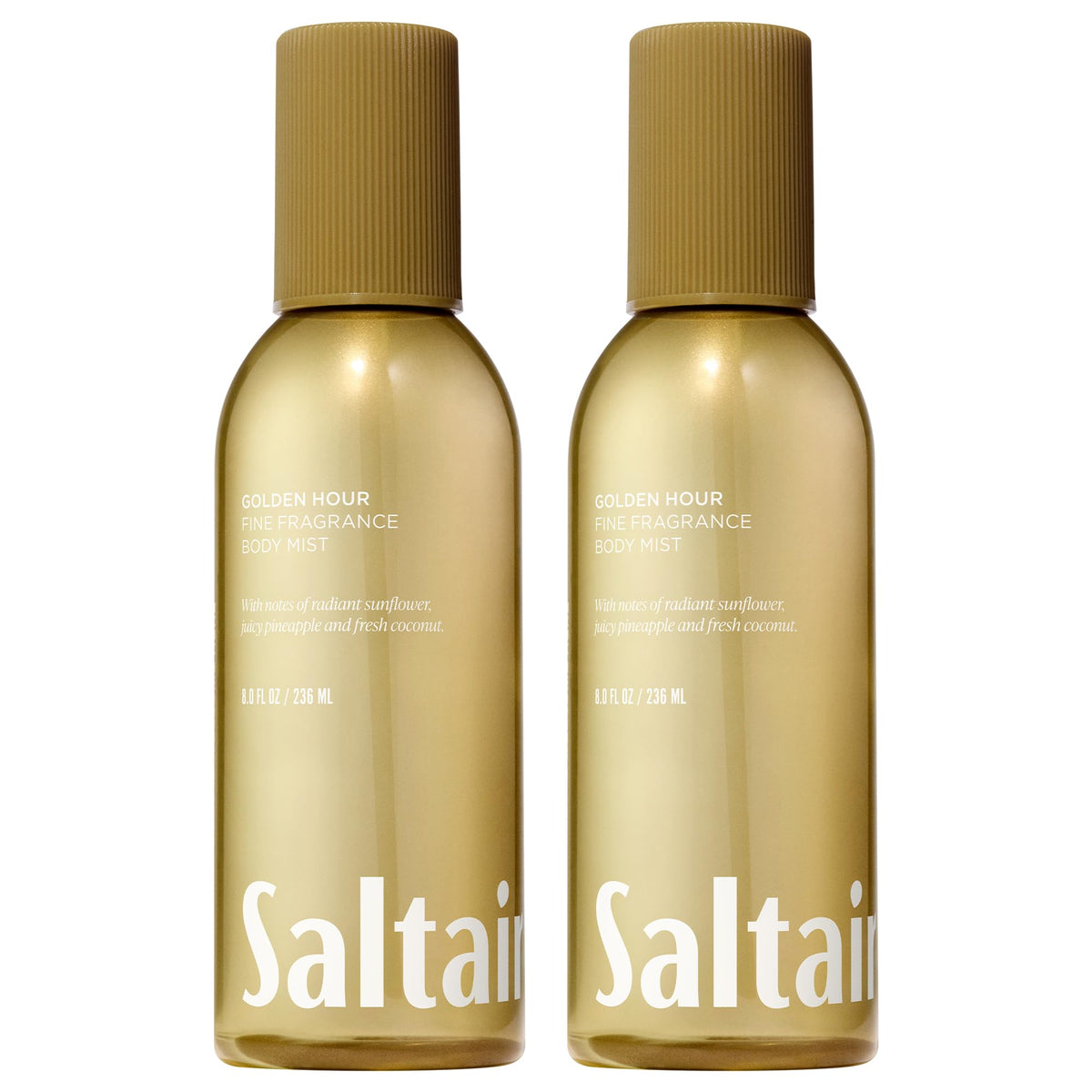 Saltair Body Mist bottle pour shows Golden Hour notes for a tropical mood.