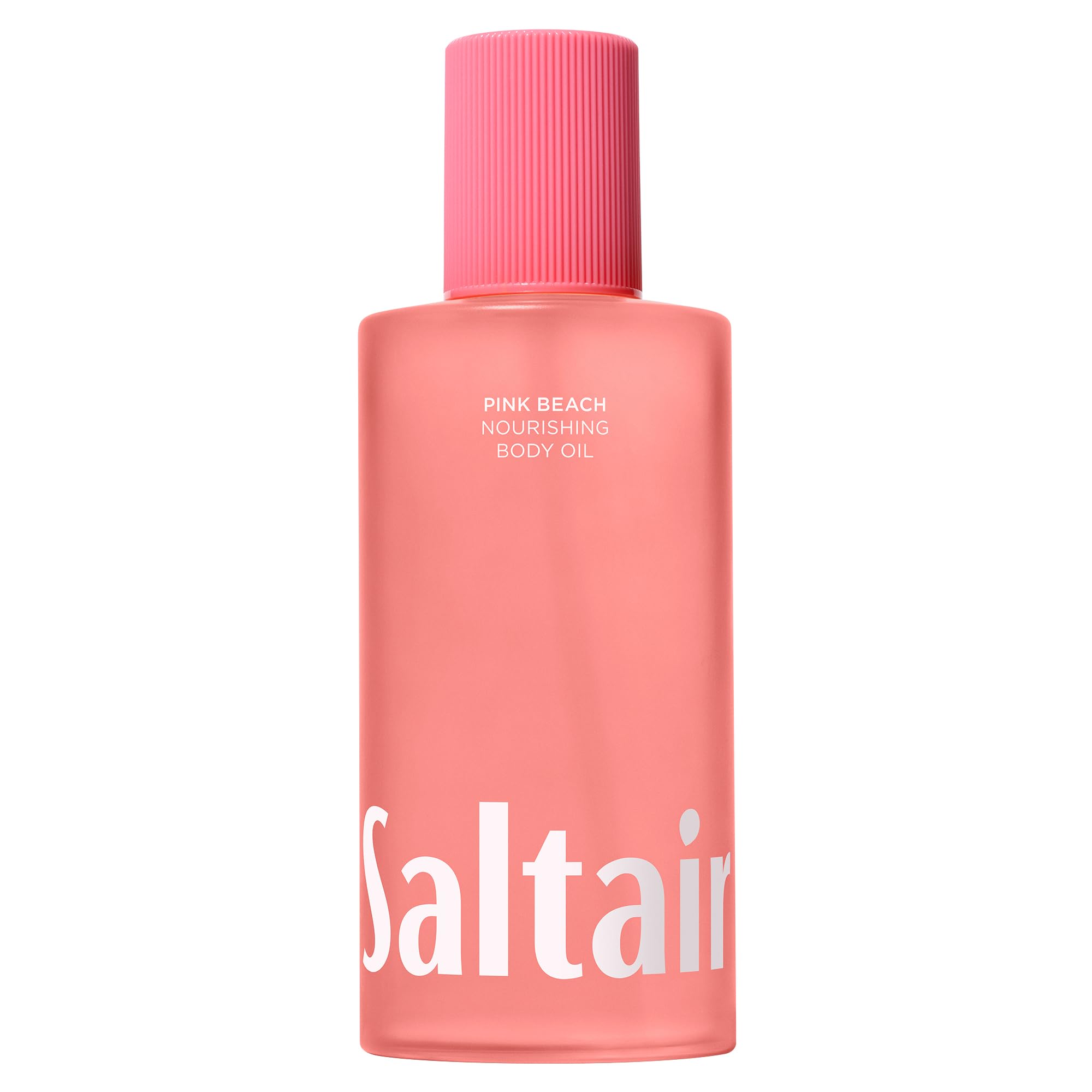 Saltair Body Oil Pink Beach bottle pour showing quick-absorb hydration.